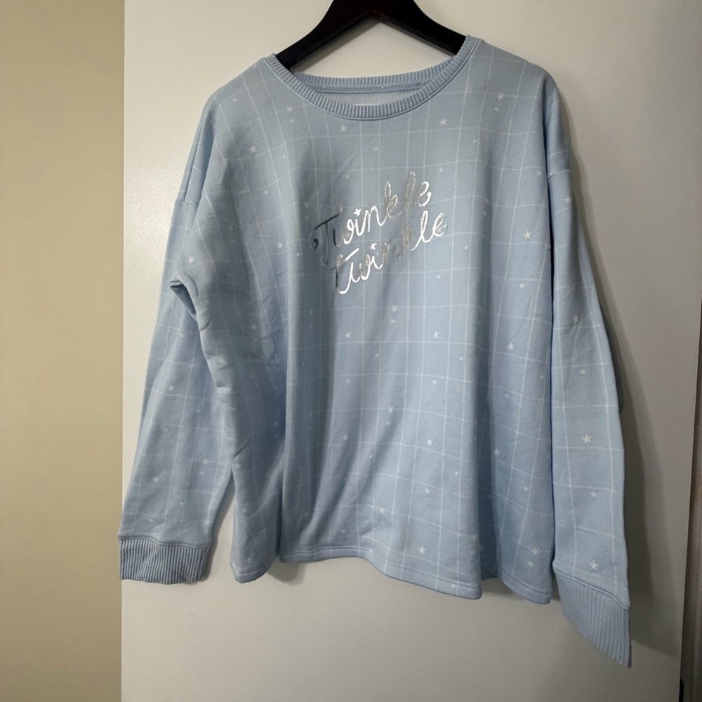 LC Lauren Conrad Twinkle Twinkle Pajamas Joggers White and Blue Size XL - Picture 3 of 11